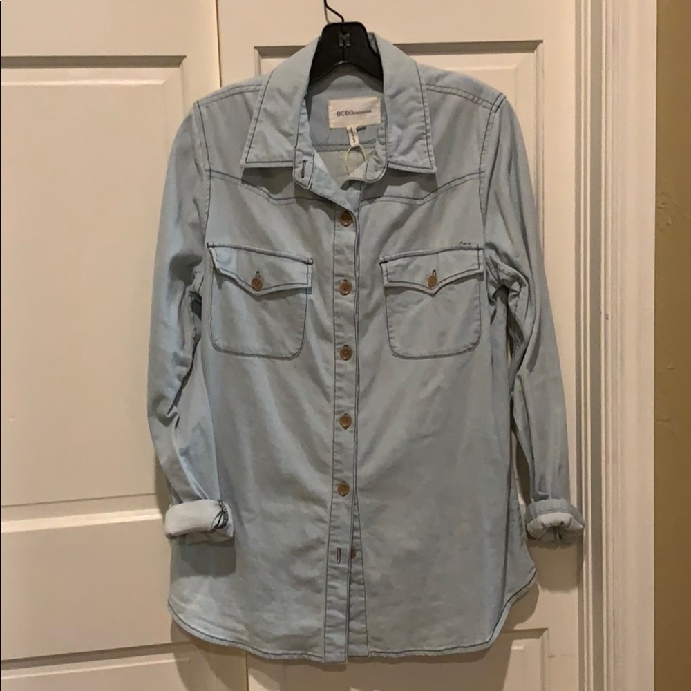 Bcbg chambray soft denim shirt